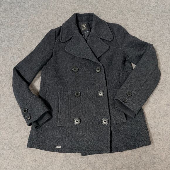 Zara Warm Wear TRF Pea Coat Women Dark Gray Black Wool Blend Lined Size Small - Picture 8 of 12